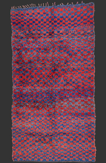TM 2313, rare Beni Mguild checkerboard pile rug, central Middle Atlas, Morocco, 1960s, 350 x 185 cm (11' 6'' x 6' 2''), high resolution image + price on request









